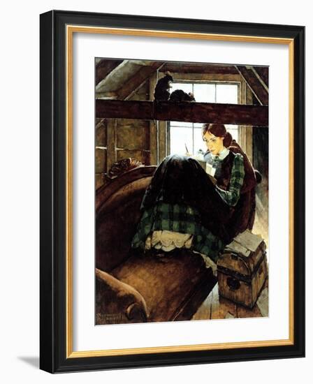 Young Writer-Norman Rockwell-Framed Giclee Print