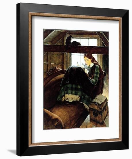 Young Writer-Norman Rockwell-Framed Premium Giclee Print