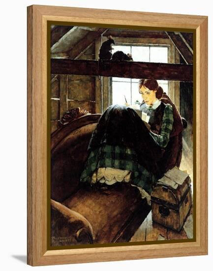 Young Writer-Norman Rockwell-Framed Premier Image Canvas