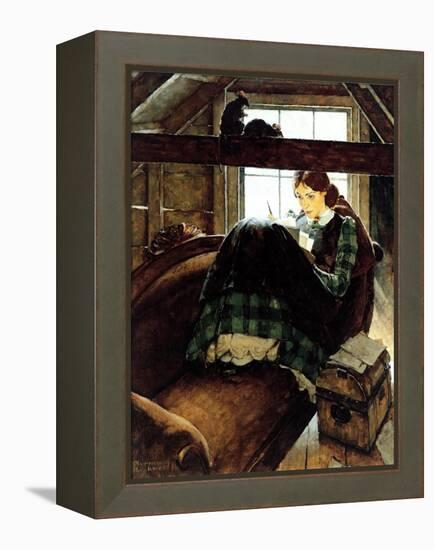 Young Writer-Norman Rockwell-Framed Premier Image Canvas