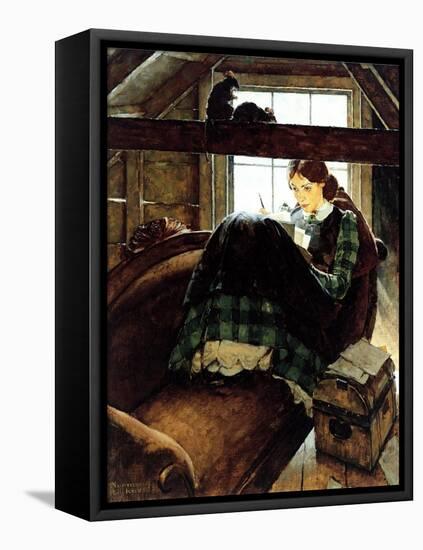 Young Writer-Norman Rockwell-Framed Premier Image Canvas