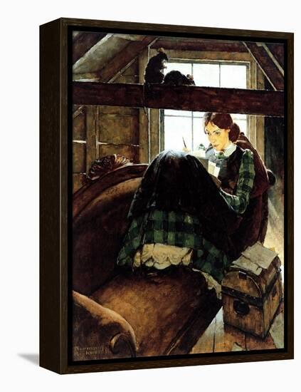 Young Writer-Norman Rockwell-Framed Premier Image Canvas