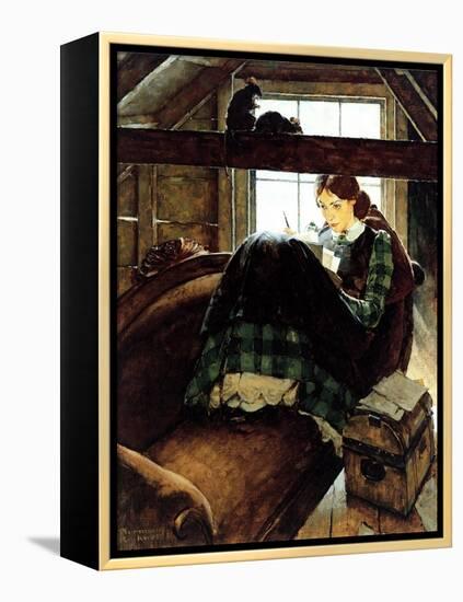 Young Writer-Norman Rockwell-Framed Premier Image Canvas