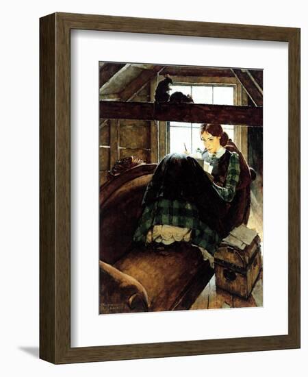 Young Writer-Norman Rockwell-Framed Giclee Print