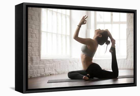 Young Yogi Woman Practicing Yoga Concept, Doing One Legged King Pigeon Exercise, Eka Pada Rajakapot-fizkes-Framed Premier Image Canvas