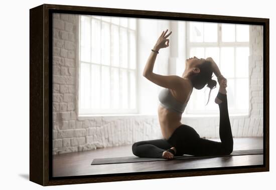 Young Yogi Woman Practicing Yoga Concept, Doing One Legged King Pigeon Exercise, Eka Pada Rajakapot-fizkes-Framed Premier Image Canvas