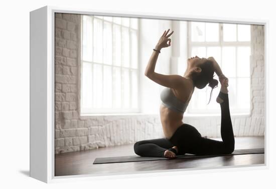 Young Yogi Woman Practicing Yoga Concept, Doing One Legged King Pigeon Exercise, Eka Pada Rajakapot-fizkes-Framed Premier Image Canvas