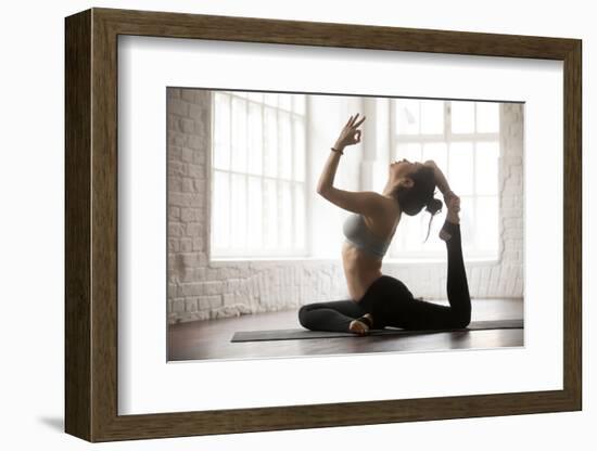 Young Yogi Woman Practicing Yoga Concept, Doing One Legged King Pigeon Exercise, Eka Pada Rajakapot-fizkes-Framed Photographic Print