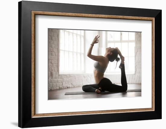 Young Yogi Woman Practicing Yoga Concept, Doing One Legged King Pigeon Exercise, Eka Pada Rajakapot-fizkes-Framed Photographic Print