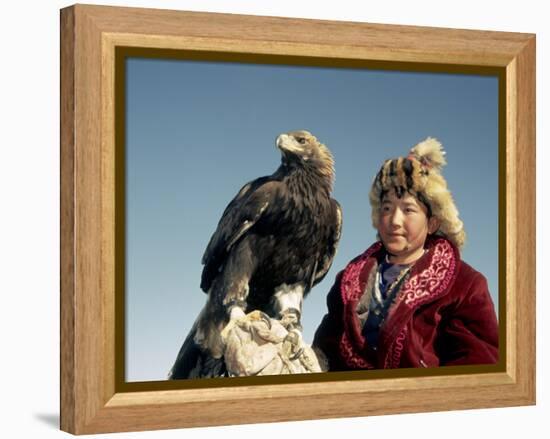 Youngest Eagle Hunter in the Festival, Talgat, Golden Eagle Festival, Mongolia-Amos Nachoum-Framed Premier Image Canvas