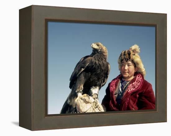 Youngest Eagle Hunter in the Festival, Talgat, Golden Eagle Festival, Mongolia-Amos Nachoum-Framed Premier Image Canvas