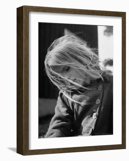 Youngest Student at Children's Village For Troubled Children, with Hair Blowing in the Breeze-Mark Kauffman-Framed Photographic Print