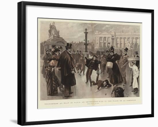 Youngsters at Play in Paris, an Improvised Rink in the Place De La Concorde-null-Framed Giclee Print