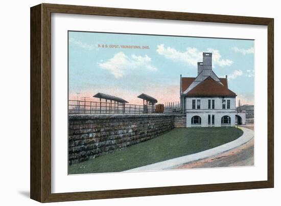 Youngstown, Ohio - Baltimore and Ohio Railway Train Depot View-Lantern Press-Framed Art Print