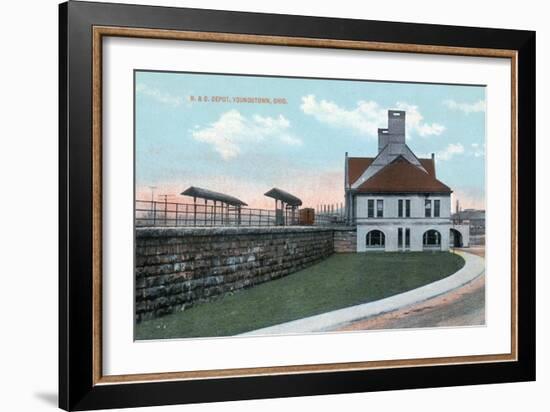 Youngstown, Ohio - Baltimore and Ohio Railway Train Depot View-Lantern Press-Framed Art Print