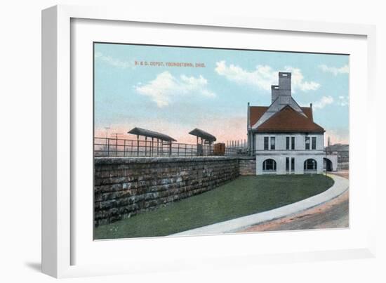 Youngstown, Ohio - Baltimore and Ohio Railway Train Depot View-Lantern Press-Framed Art Print