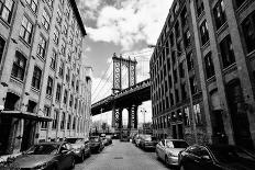 Manhattan Bridge Seen from a Brick Buildings in Brooklyn Street in Perspective, New York, Usa. Busi-Youproduction-Photographic Print