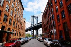 Manhattan Bridge Seen from a Brick Buildings in Brooklyn Street in Perspective, New York, Usa. Busi-Youproduction-Framed Photographic Print