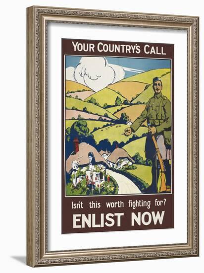 Your Country's Call ...' a Recruitment Poster Showing the British Countryside-null-Framed Giclee Print