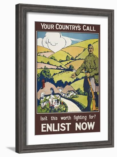 Your Country's Call ...' a Recruitment Poster Showing the British Countryside-null-Framed Giclee Print
