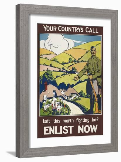 Your Country's Call ...' a Recruitment Poster Showing the British Countryside-null-Framed Giclee Print