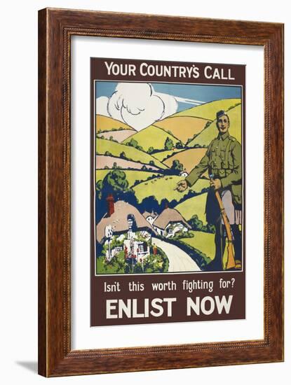 Your Country's Call ...' a Recruitment Poster Showing the British Countryside-null-Framed Giclee Print