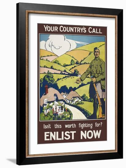 Your Country's Call ...' a Recruitment Poster Showing the British Countryside-null-Framed Giclee Print