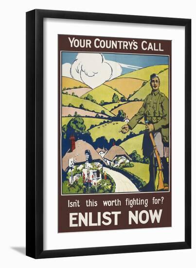 Your Country's Call ...' a Recruitment Poster Showing the British Countryside-null-Framed Giclee Print