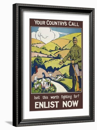 Your Country's Call ...' a Recruitment Poster Showing the British Countryside-null-Framed Giclee Print