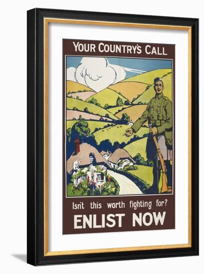 Your Country's Call ...' a Recruitment Poster Showing the British Countryside-null-Framed Giclee Print