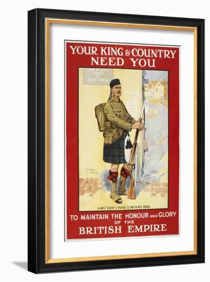 Your King and Country Need You'. a Recruitment Poster Showing a Scottish Soldier-null-Framed Giclee Print