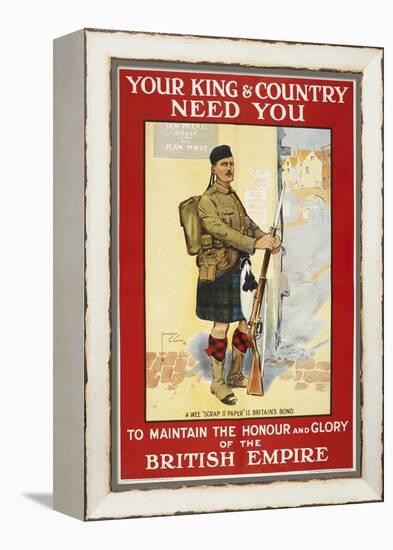 Your King and Country Need You'. a Recruitment Poster Showing a Scottish Soldier-null-Framed Premier Image Canvas
