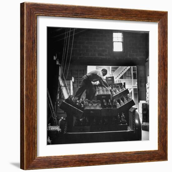 Youth Essay: Teenage Boy Loading Bottles on Back of Truck-Gordon Parks-Framed Photographic Print