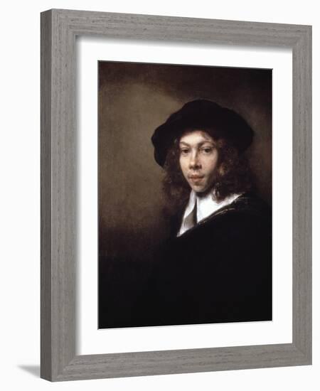 Youth in a Black Cap, 1666-Rembrandt van Rijn-Framed Giclee Print