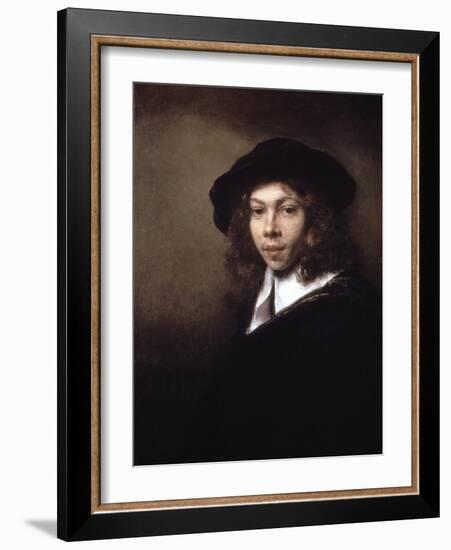 Youth in a Black Cap, 1666-Rembrandt van Rijn-Framed Giclee Print