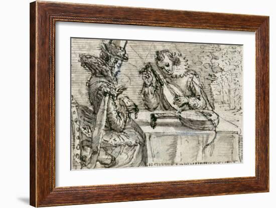 Youth Playing a Lute-Crispin I De Passe-Framed Giclee Print