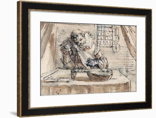 Youth Tuning His Instrument-Crispin I De Passe-Framed Giclee Print