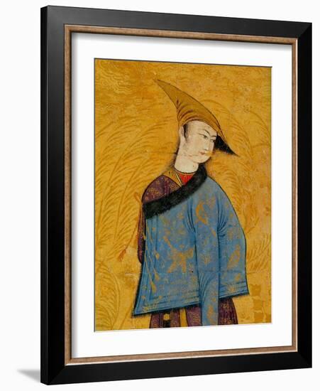 Youth Wearing a Short Fur-Lined Coat over His Shoulder, 1640S-Muhammad Yusuf-Framed Giclee Print