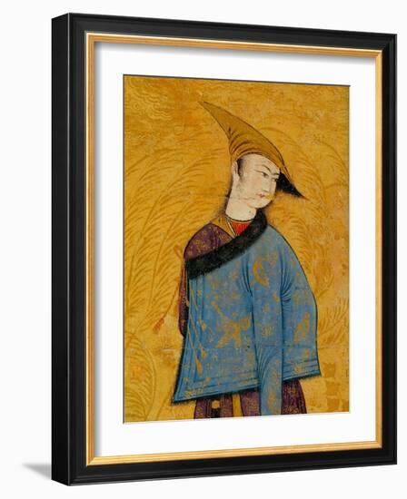 Youth Wearing a Short Fur-Lined Coat over His Shoulder, 1640S-Muhammad Yusuf-Framed Giclee Print