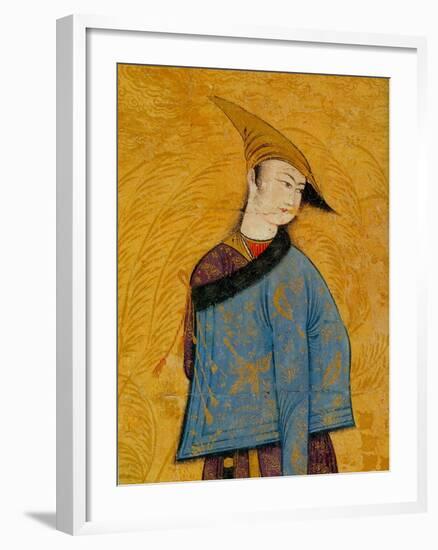 Youth Wearing a Short Fur-Lined Coat over His Shoulder, 1640S-Muhammad Yusuf-Framed Giclee Print