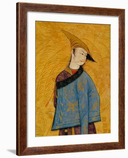 Youth Wearing a Short Fur-Lined Coat over His Shoulder, 1640S-Muhammad Yusuf-Framed Giclee Print