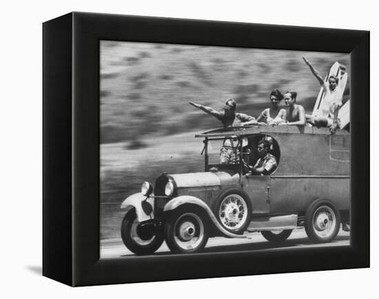 Youths Heading to the Beach to Surf-Allan Grant-Framed Premier Image Canvas