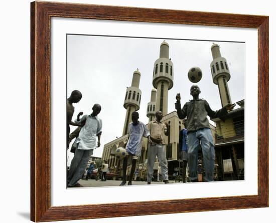 Youths Play Soccer-null-Framed Photographic Print