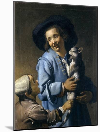 Youths Playing with the Cat, 1620-1625-Abraham Bloemaert-Mounted Giclee Print