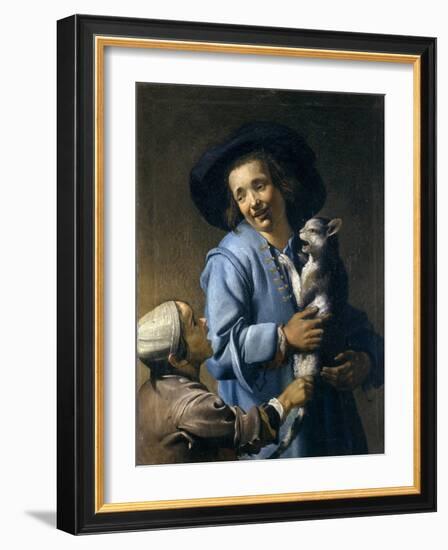 Youths Playing with the Cat, 1620-1625-Abraham Bloemaert-Framed Giclee Print