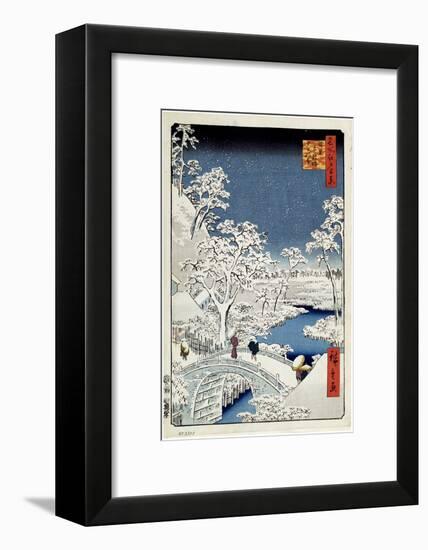 Yuhi Hill and the Drum Bridge at Meguro (One Hundred Famous Views of Ed), 1856-1858-Utagawa Hiroshige-Framed Giclee Print