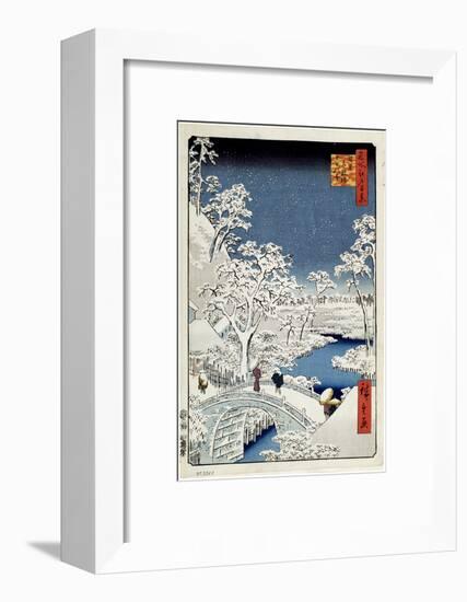 Yuhi Hill and the Drum Bridge at Meguro (One Hundred Famous Views of Ed), 1856-1858-Utagawa Hiroshige-Framed Giclee Print