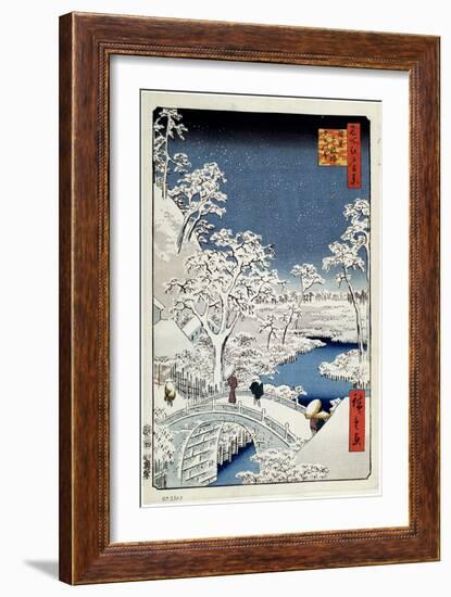 Yuhi Hill and the Drum Bridge at Meguro (One Hundred Famous Views of Ed), 1856-1858-Utagawa Hiroshige-Framed Giclee Print