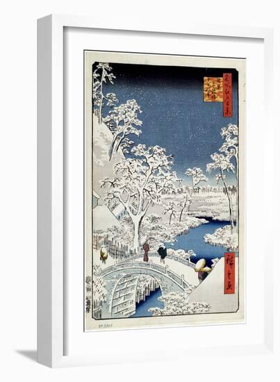 Yuhi Hill and the Drum Bridge at Meguro (One Hundred Famous Views of Ed), 1856-1858-Utagawa Hiroshige-Framed Giclee Print