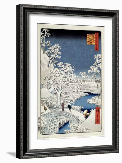 Yuhi Hill and the Drum Bridge at Meguro (One Hundred Famous Views of Ed), 1856-1858-Utagawa Hiroshige-Framed Giclee Print